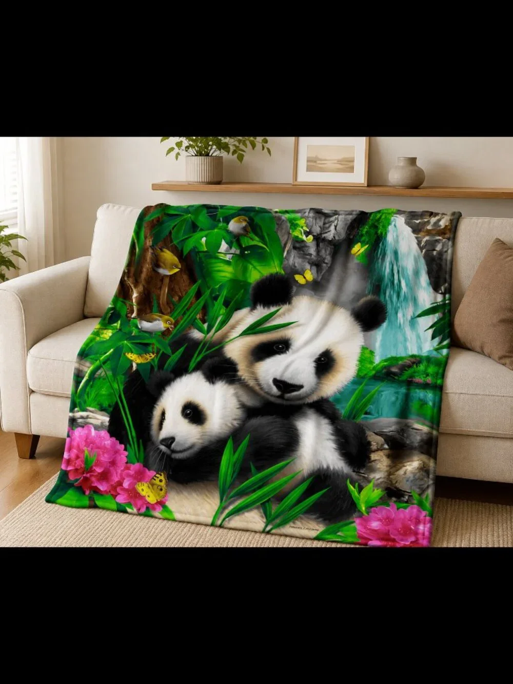 Dawhud Direct Precious Pandas - Plush Blanket for Bed, 50 x 60 Inches